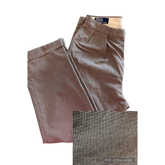 VTG Polo Ralph Lauren Pants Men 34x30 Plaid Gingham Pleated Cuffed 80s Trouser - Picture 1 of 15